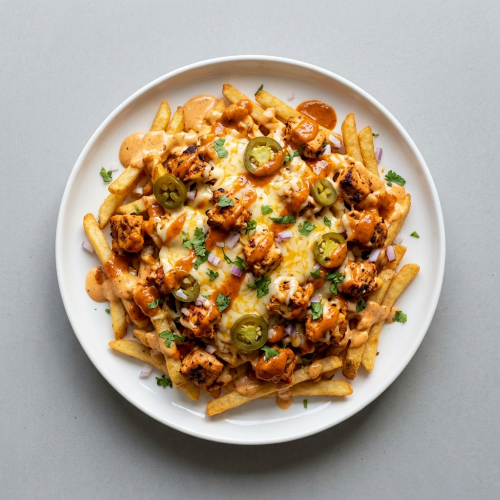Loaded Fries With Tikka Peri Peri Sauce 