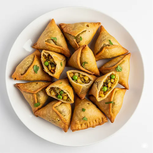 Vegetable Samosa With Sweet & Sour Chickpeas 