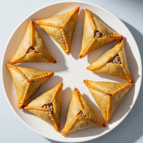 Mince Samosa With Sweet & Sour Chickpeas 